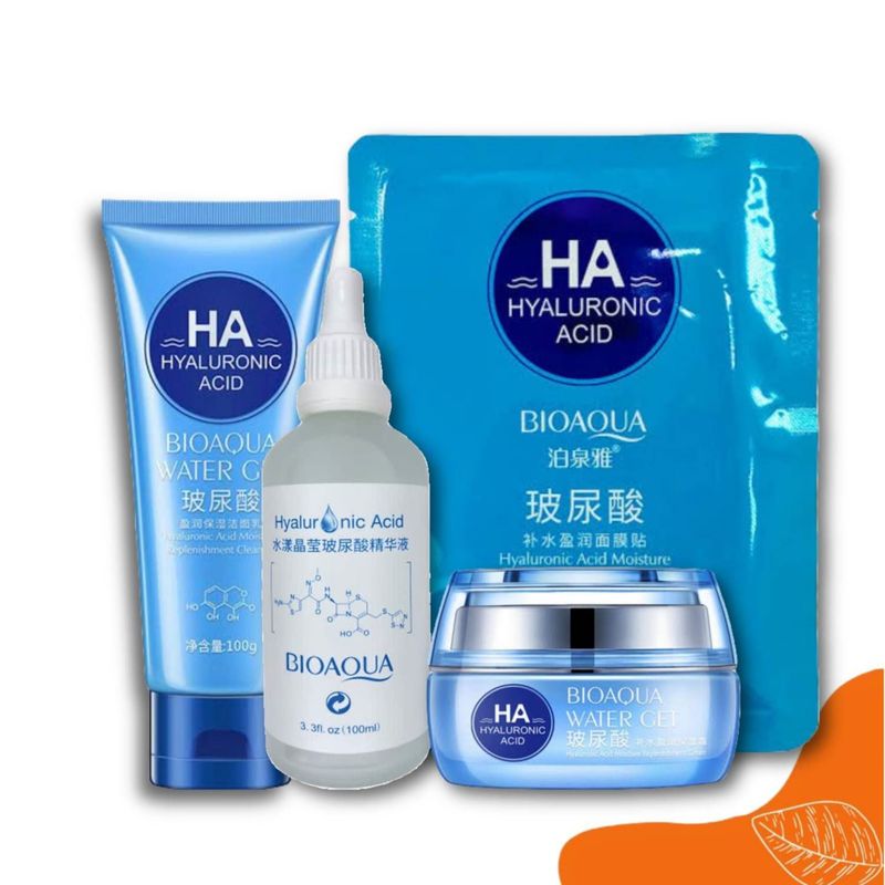 BIOAQUA - PACK LIMPIADOR FACIAL CREMA SERUM ACIDO HIALURONICO  MASCARILLA REGALO