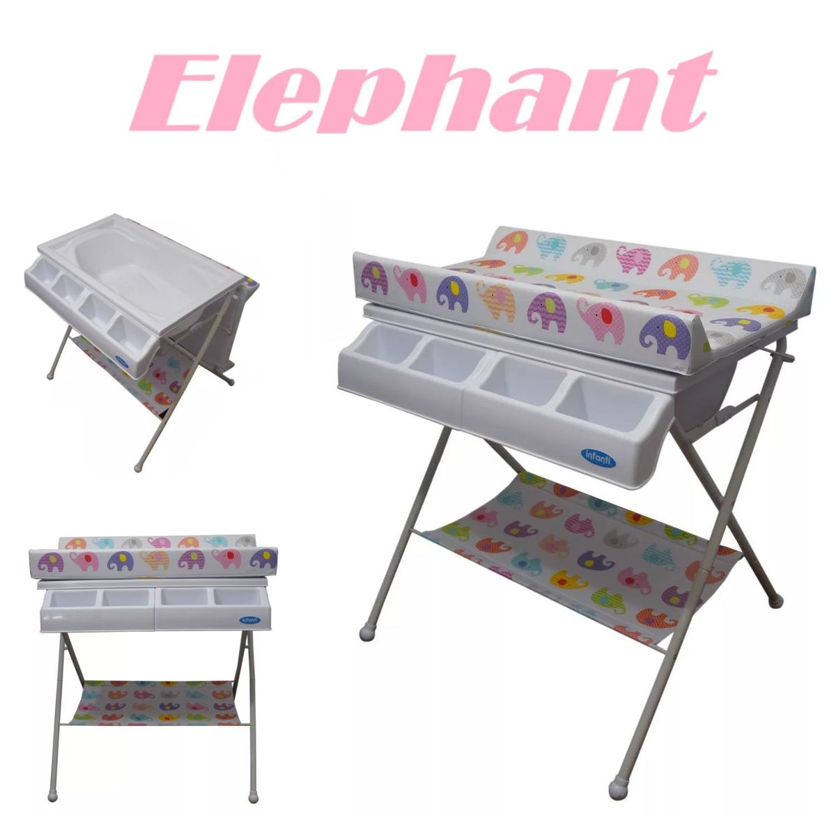 INFANTI - Bañera De Bebe Plegable con Cambiador- Elephant