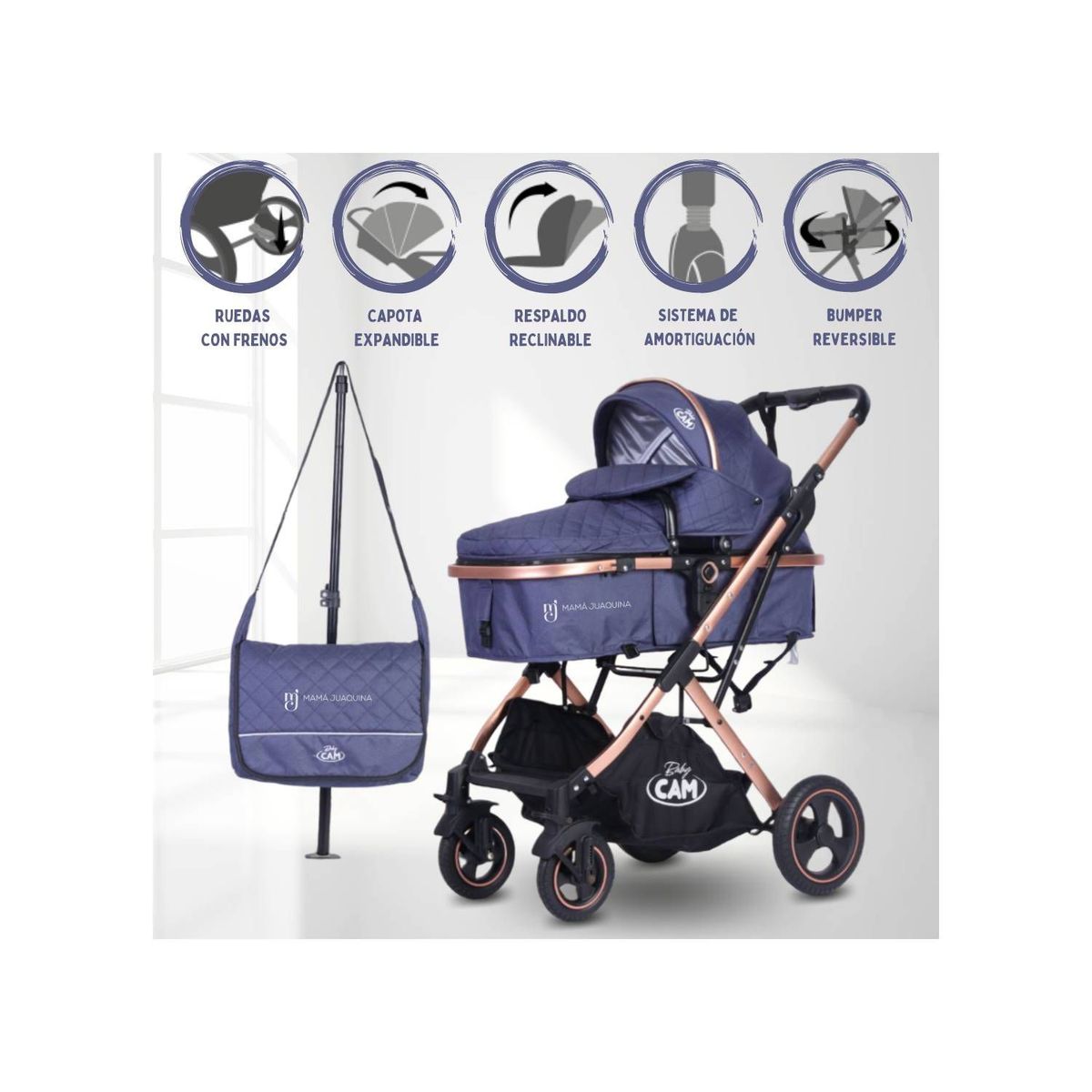 BABY - Coche Moises Cuna con Pañalero Moderno