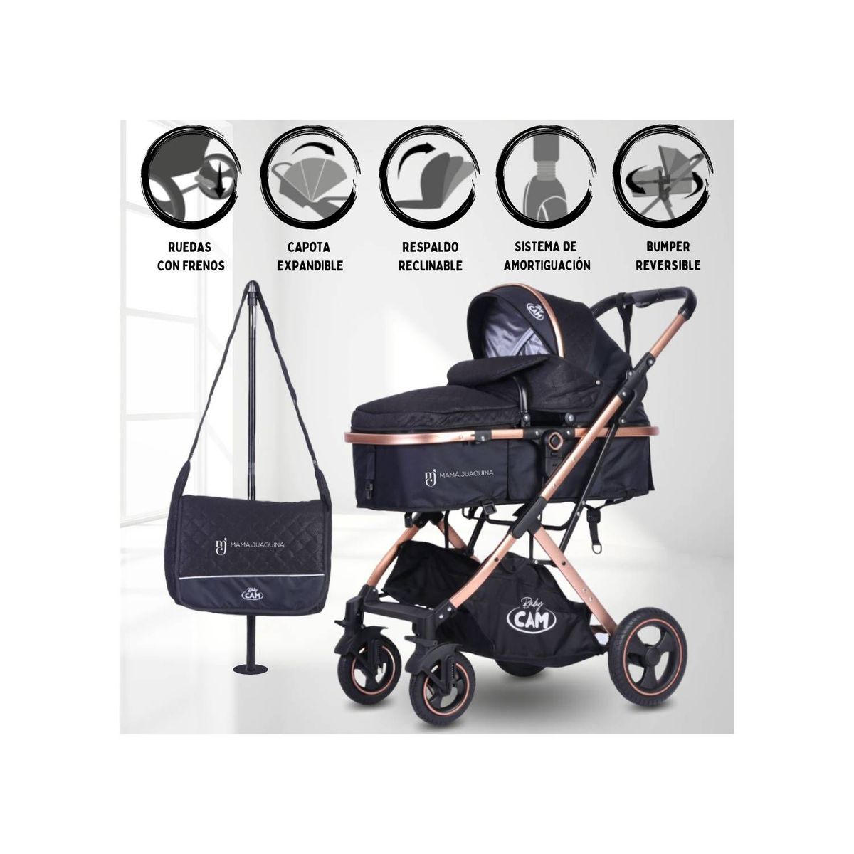 BABY - Coche Moises Cuna con Pañalero Moderno