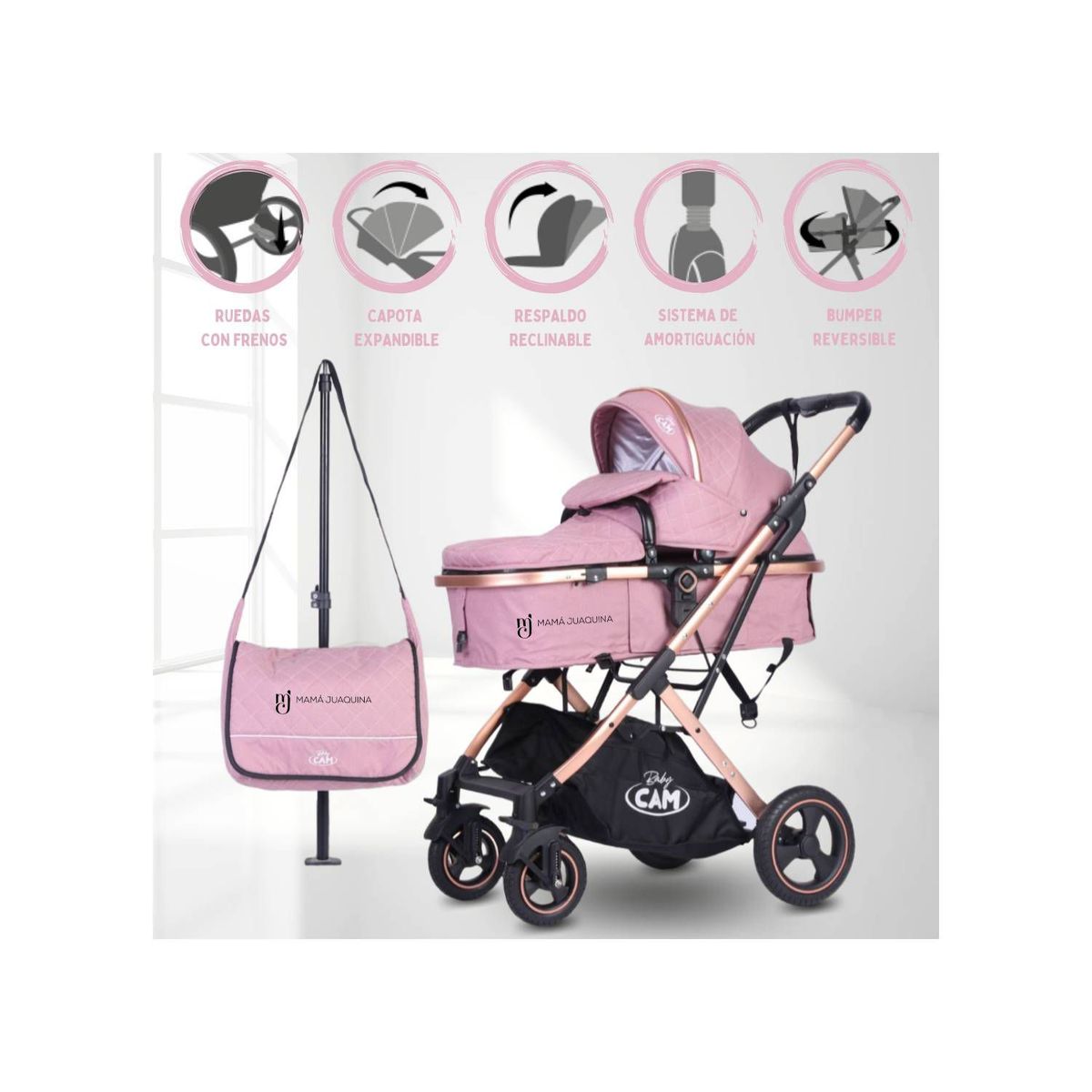 BABY - Coche Moises Cuna con Pañalero Moderno