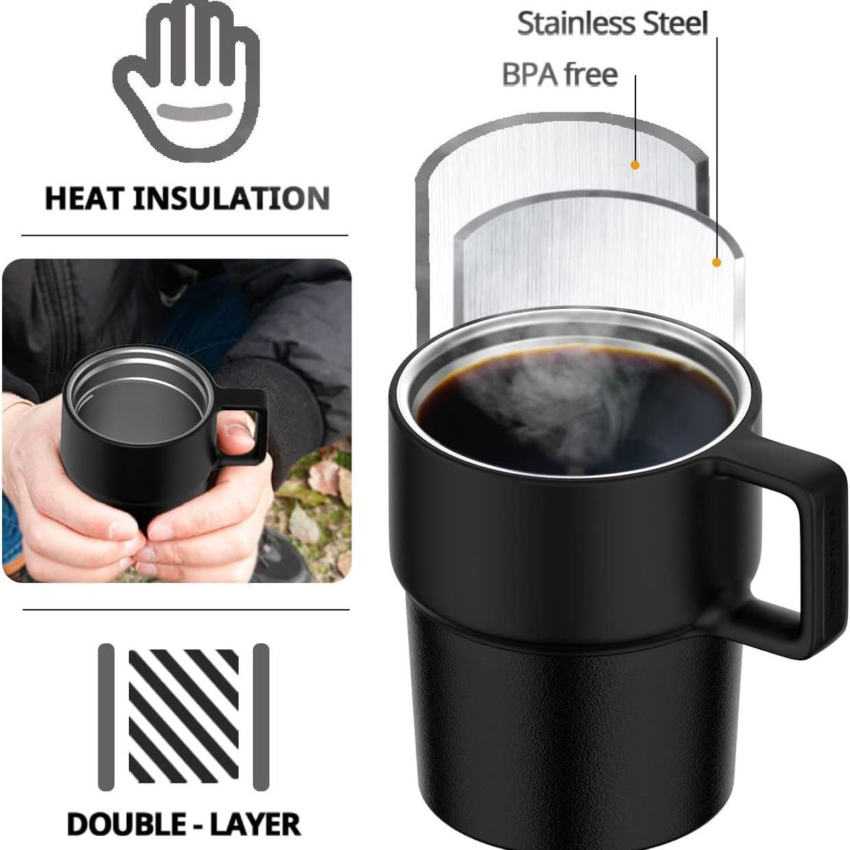 FJBOTTLE - FJBottle - Termo con aislamiento y tapa libre de BPA en forma de taza 850ml