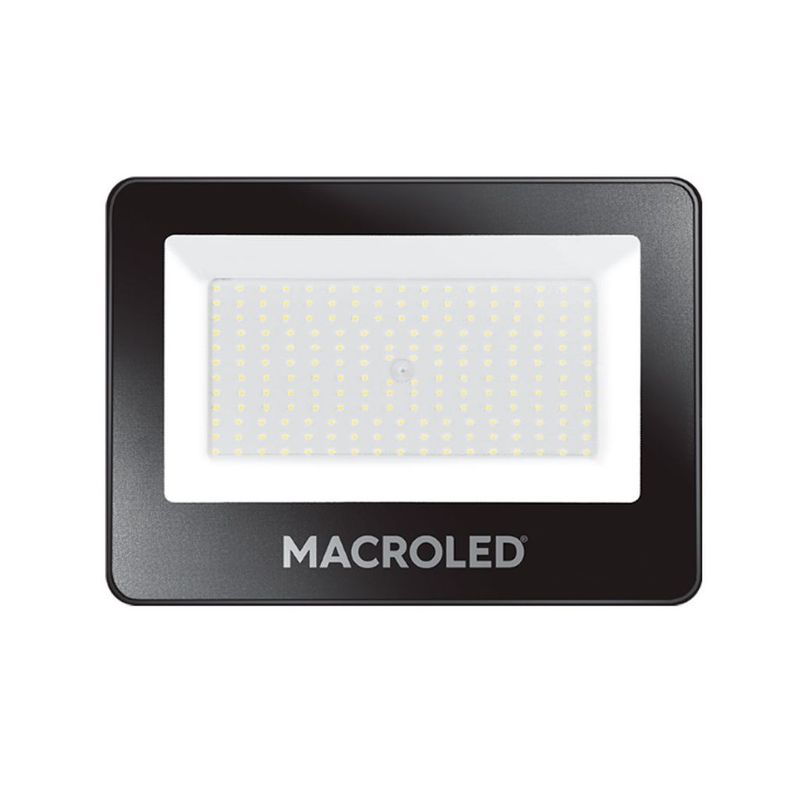 GENERICO - Reflector Led Negro 200W Ip65 100-240Vac Luz Cálida 3000K - MACROLED