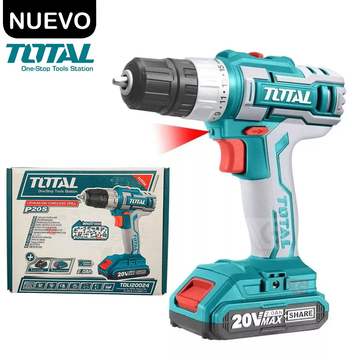TOTAL TOOLS - Taladro inalámbrico   20V – TDLI20024