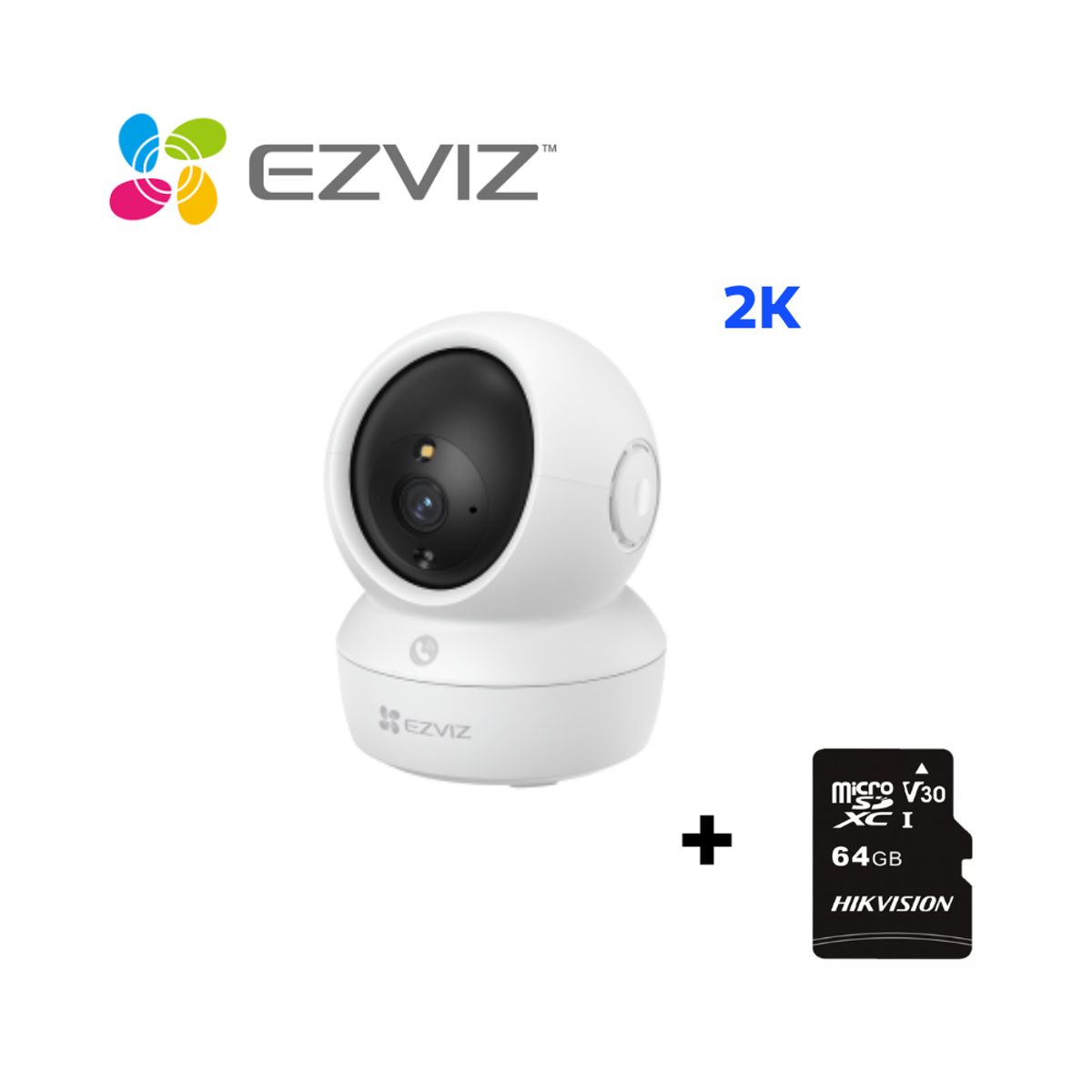 EZVIZ - Càmara de seguridad H6C PRO 2K 4MP de lente 360º y doble banda SD 64GB