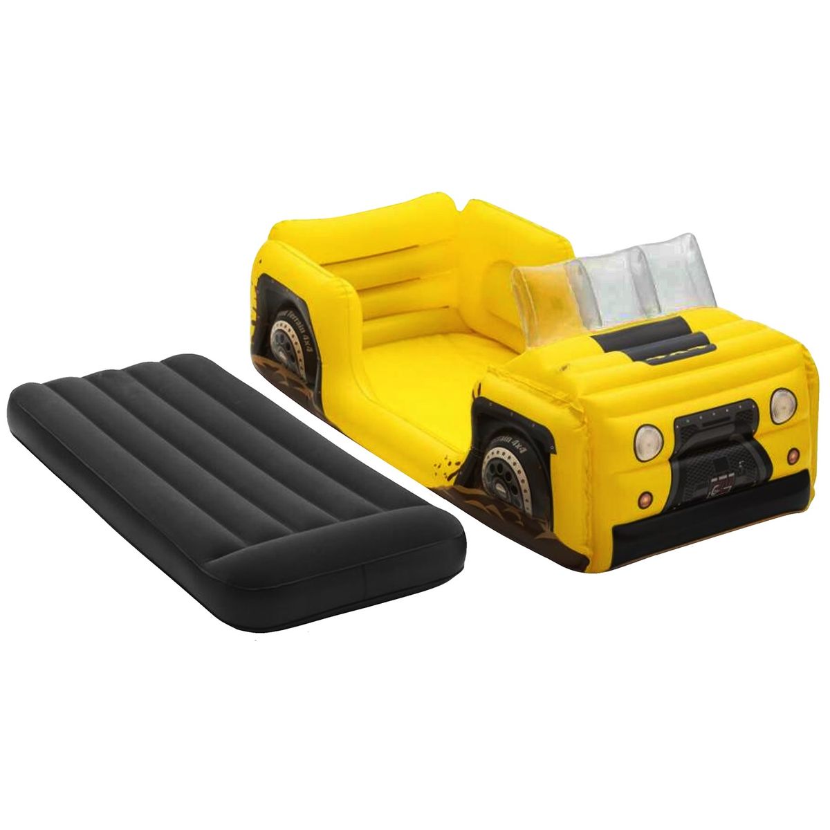 BESTWAY - Cama Inflable Jeep 4x4 Niños 160x84 Cómoda Divertida