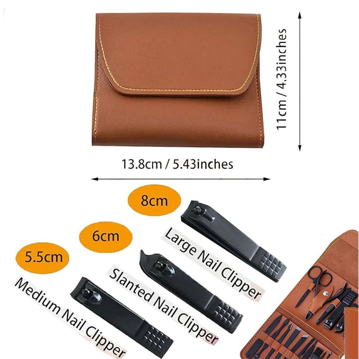 GENERICO - Set Manicura Pedicura Acero Inoxidable cortauñas 16 Piezas M