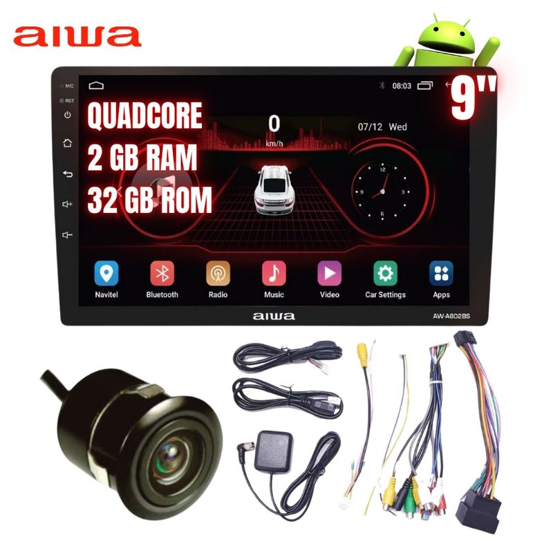 AIWA - Autoradio Aiwa Android BT 2GB RAM + 32GB LCD 9" HD 2 Din AW-A802BS