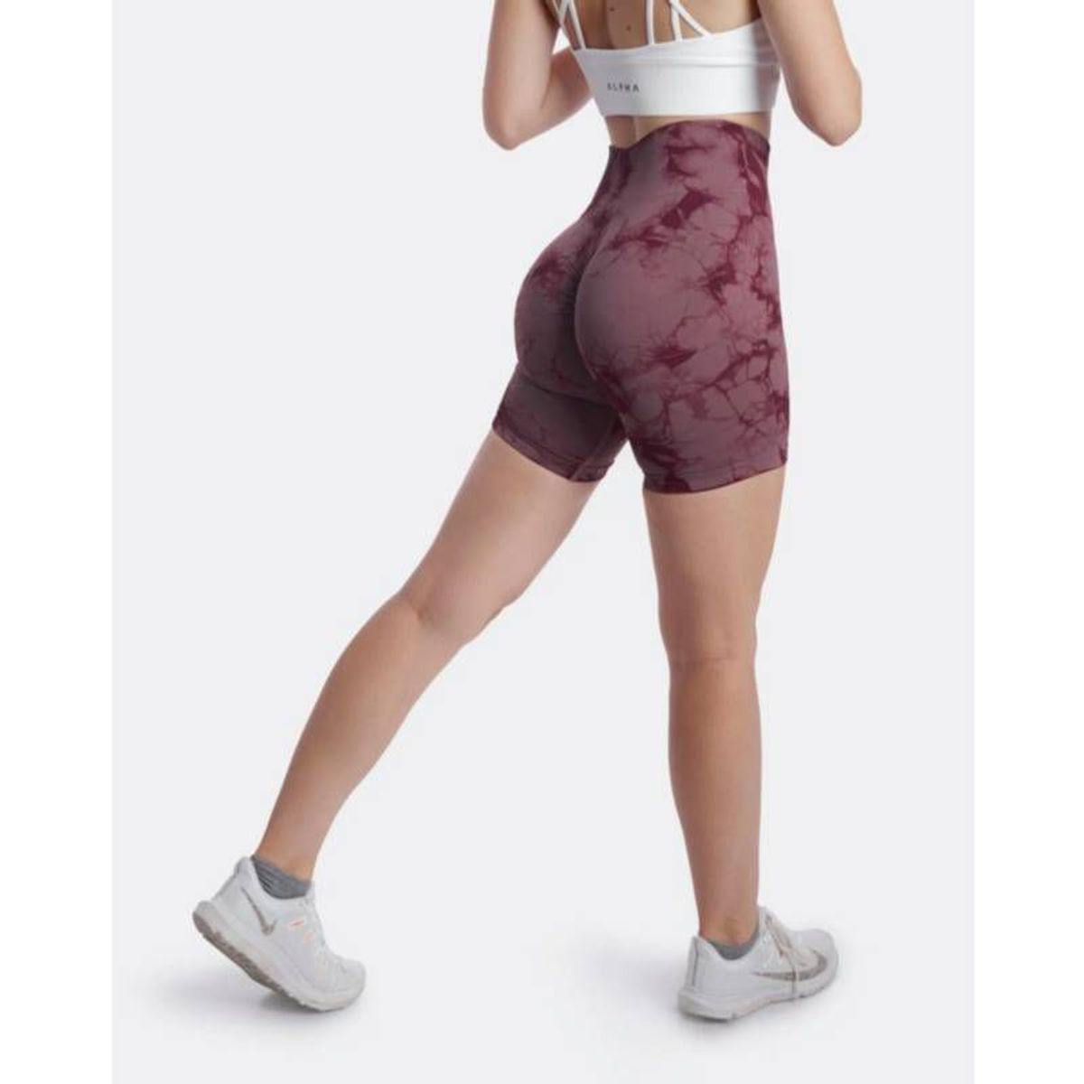 GENERICO - Short Biker DeportivoTie Dye Push Up GUINDA