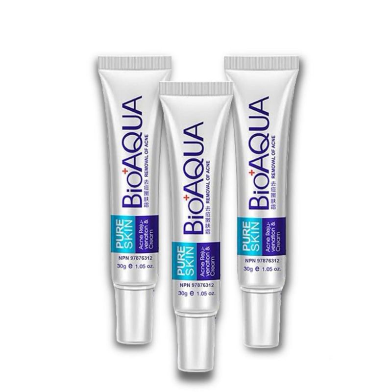 BIOAQUA - PACK 3 CREMA ANTIACNÉ ELIMINA ESPINILLAS Y PUNTOS NEGROS BIOAQUA