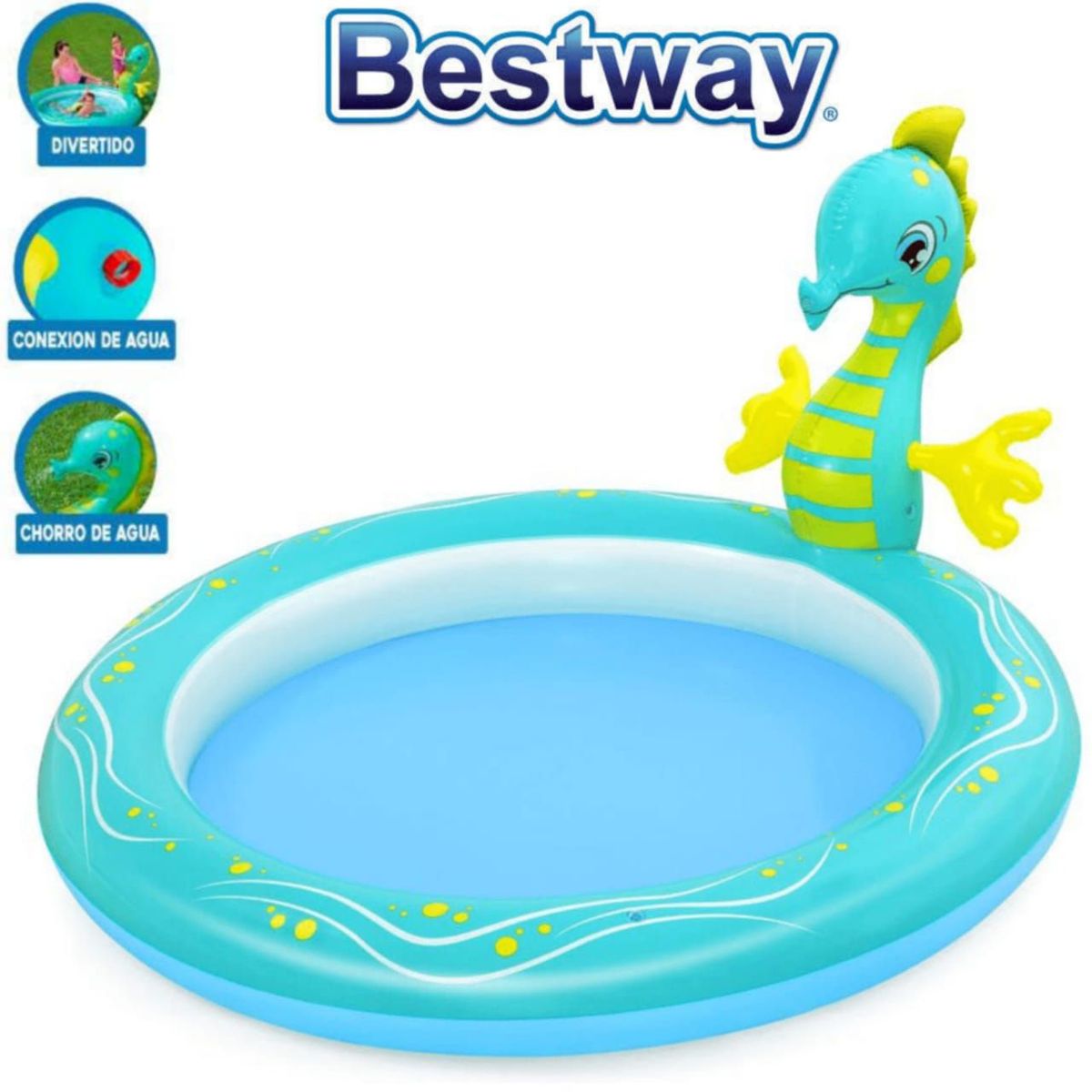 BESTWAY - Piscina Caballito de Mar para Niños 188 x 160 x 86 cm