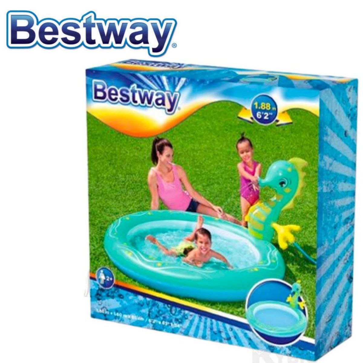 BESTWAY - Piscina Caballito de Mar para Niños 188 x 160 x 86 cm
