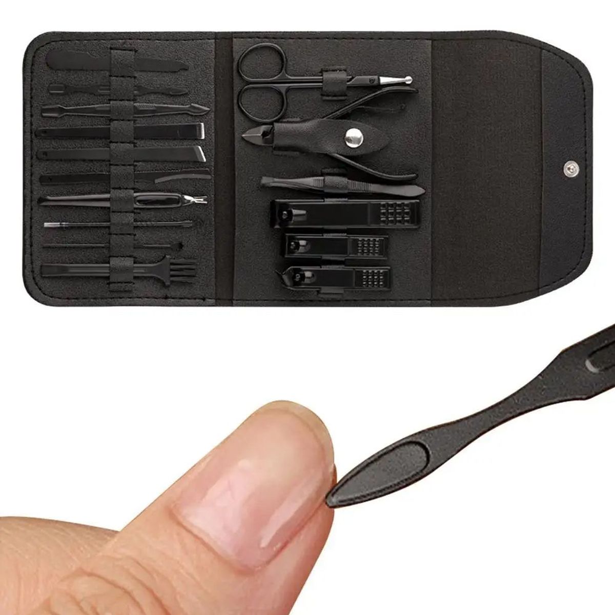 GENERICO - Set Manicura Pedicura Acero Inoxidable cortauñas 16 Piezas N