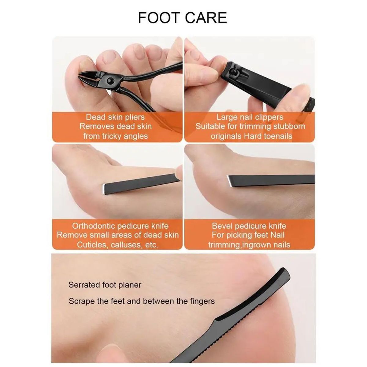 GENERICO - Set Manicura Pedicura Acero Inoxidable cortauñas 16 Piezas N