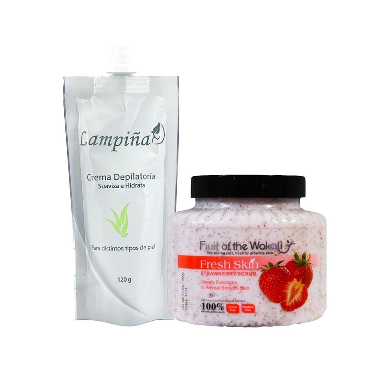WOKALI - Crema Depiladora Lampiña y Crema Exfoliante De Fresa Wokali
