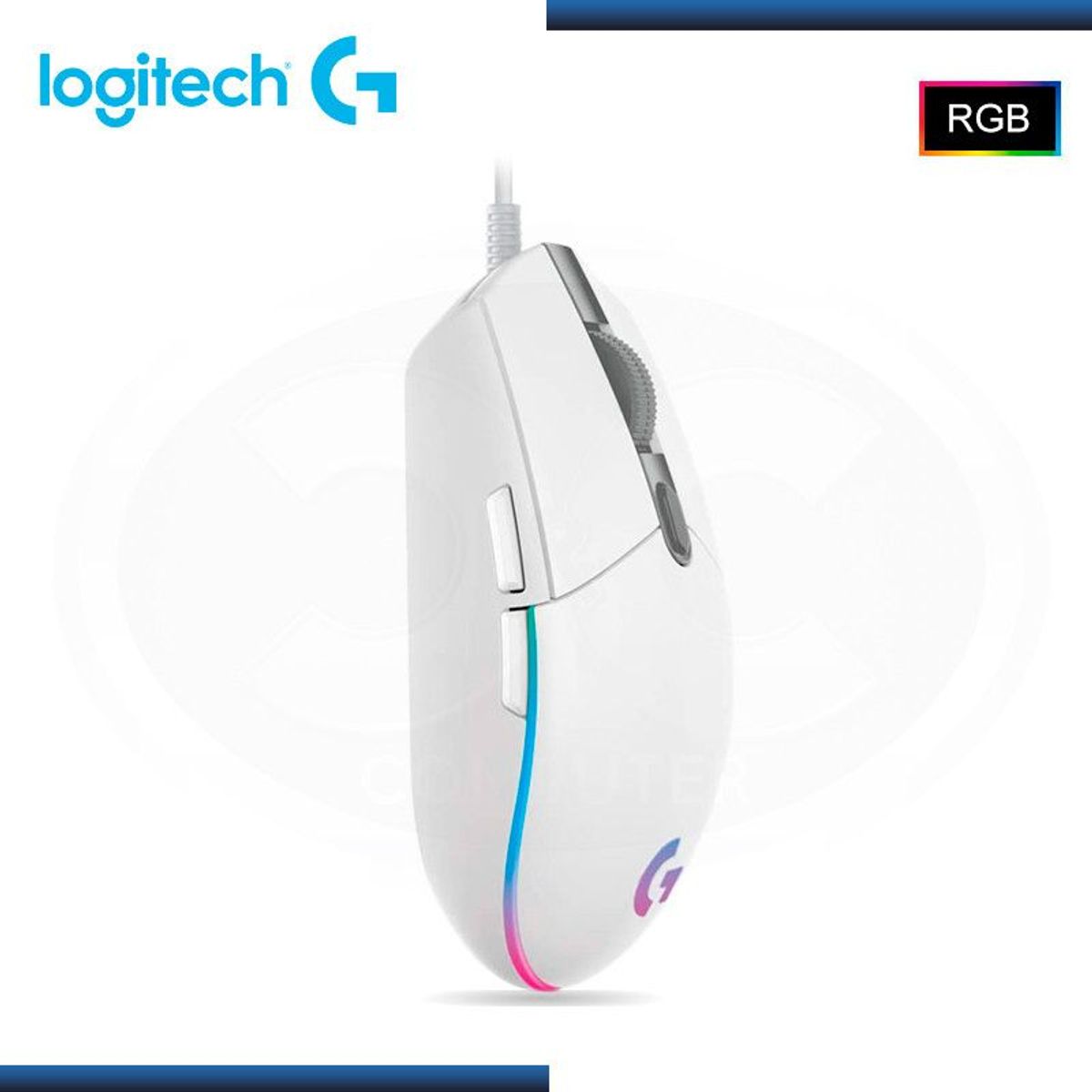 LOGITECH - MOUSE LOGITECH G203 LIGHTSYNC OPTICAL 8000 DPI RGB WHITE