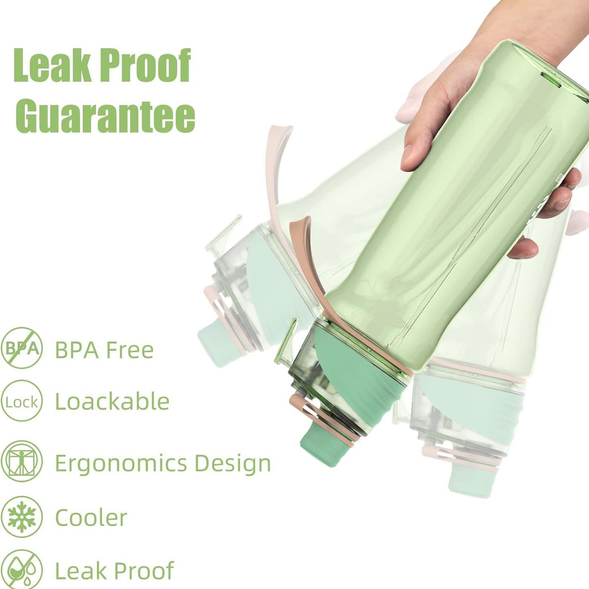 FJBOTTLE - FJBottle - Botella de agua de tritán con spray 650ml - Verde