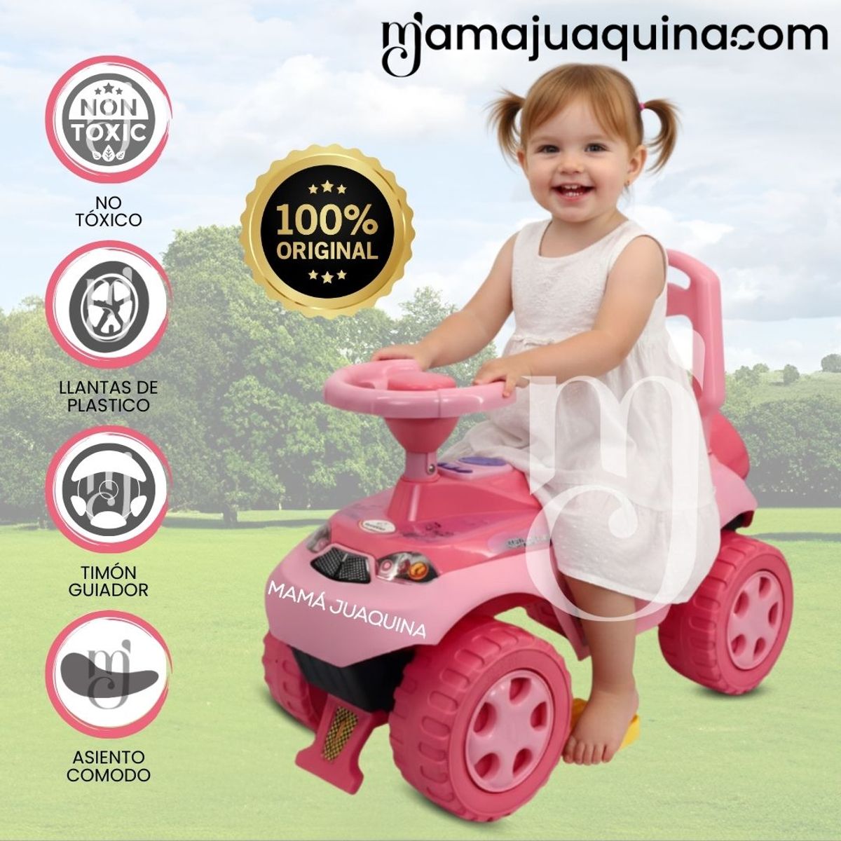 BEAUTIFUL - Correpasillo Montable Beautiful «BUGGY DINO» Pink