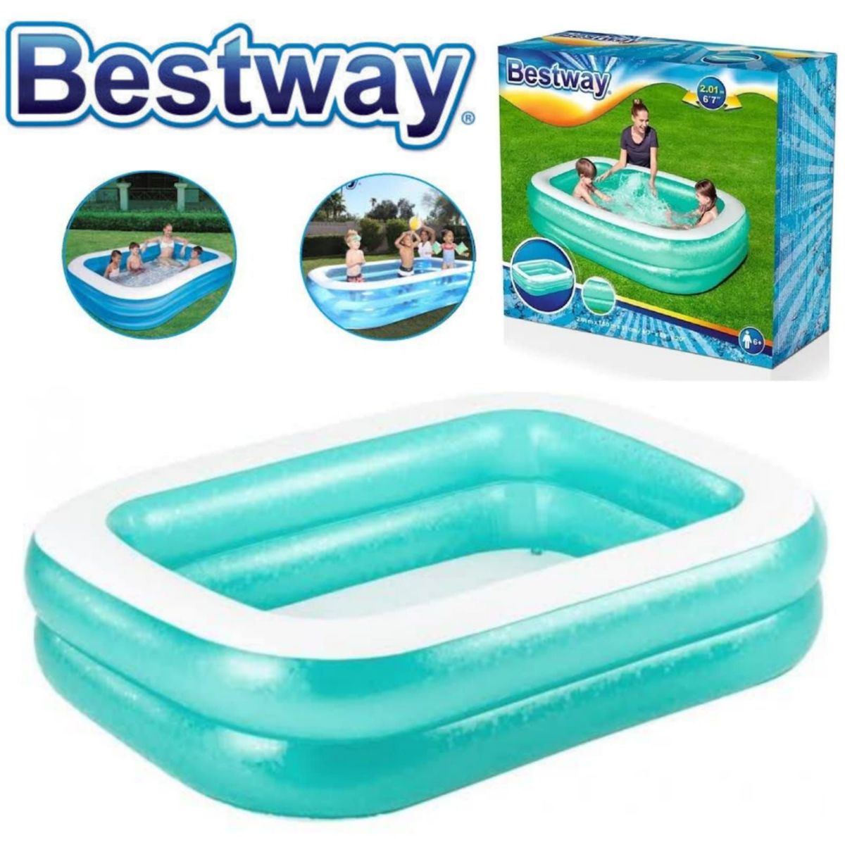 BESTWAY - Piscina Inflable Rectangular 200 x 146 x 48 cm