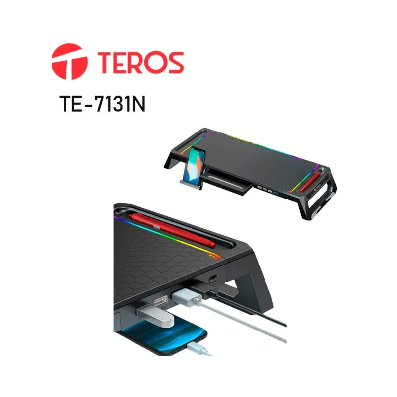 TEROS - STAND PARA MONITOR TEROS TE7131N RGB MULTIPROPOSITO CON 4 PUERTOS USB