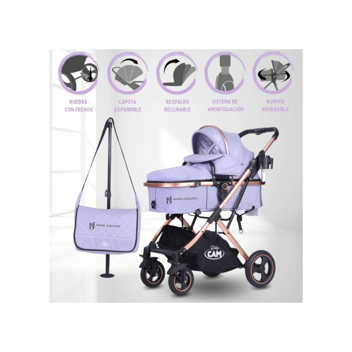 BABY - Coche Moises Cuna con Pañalero Moderno