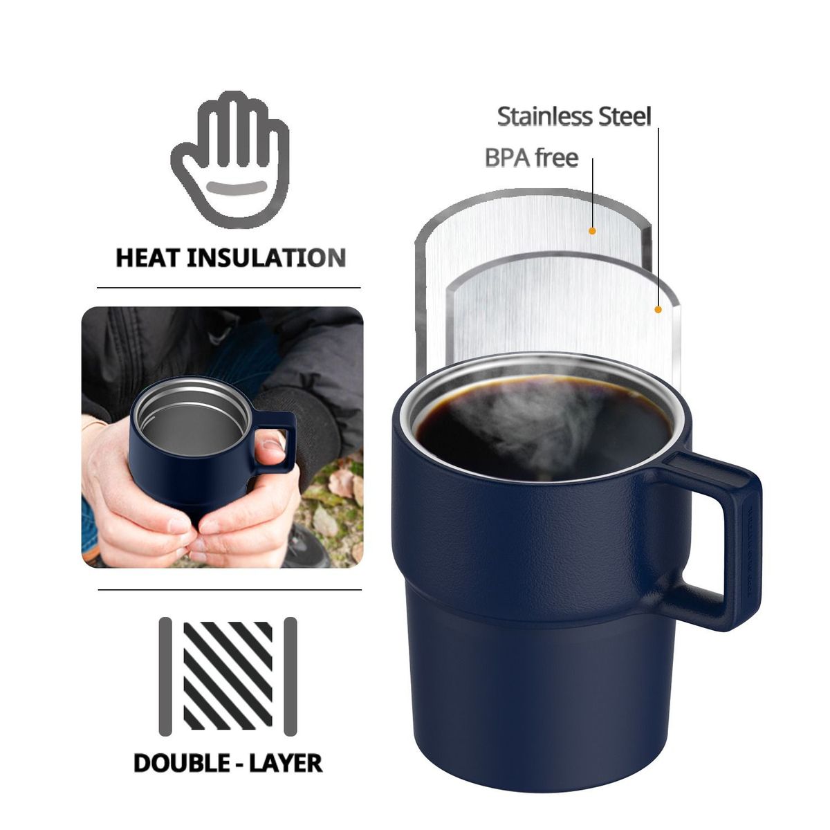 FJBOTTLE - FJBottle - Termo con aislamiento y tapa libre de BPA en forma de taza 600ml