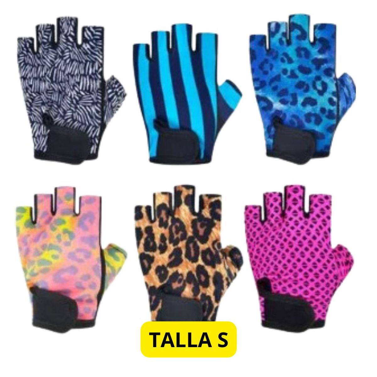 GENERICO - Guantes mitones Dama Gym fitness lycra diseños SMALL