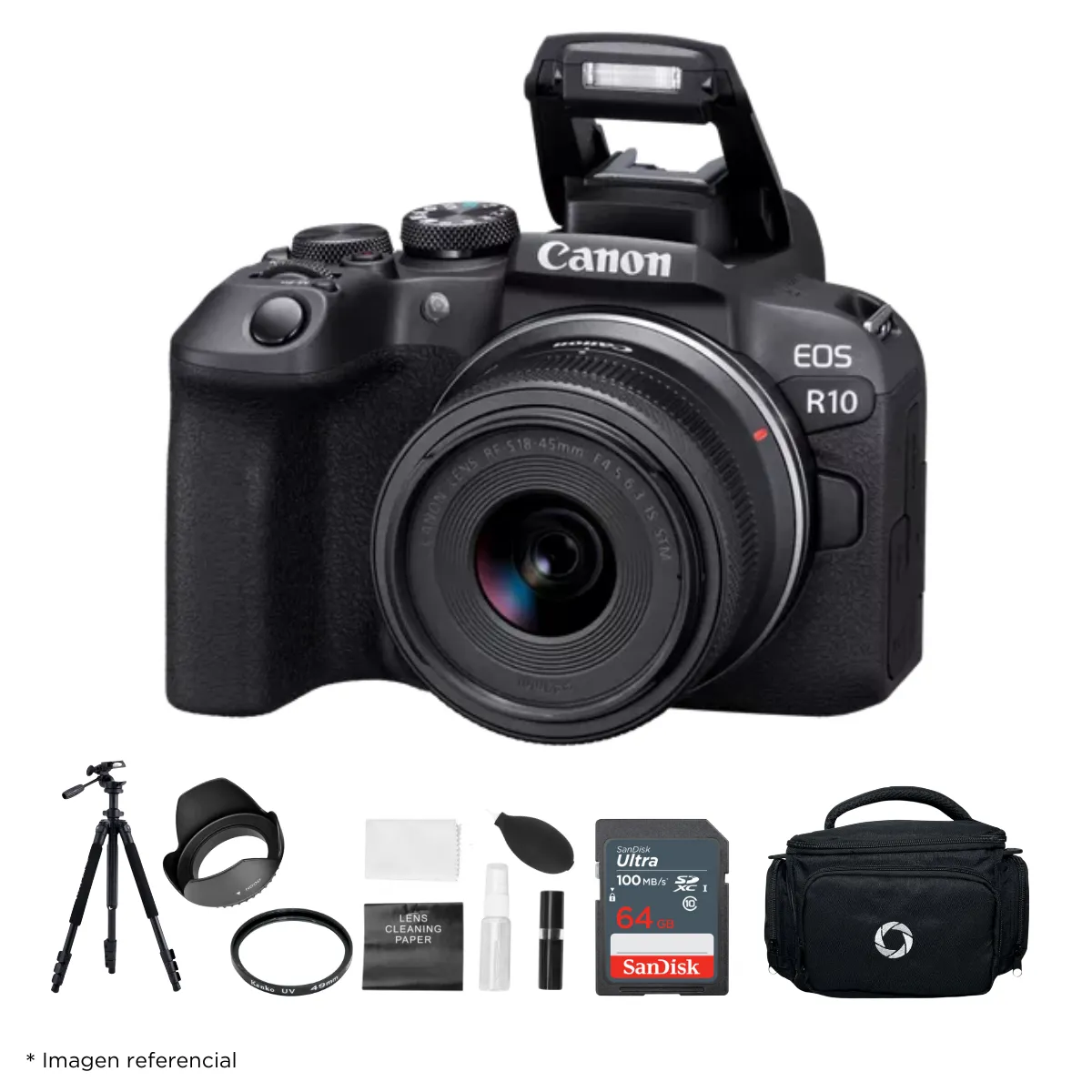 CANON - Cámara Canon EOS R10  Lente RF-S 18-45mm  Kit Ultimate de Accesorios