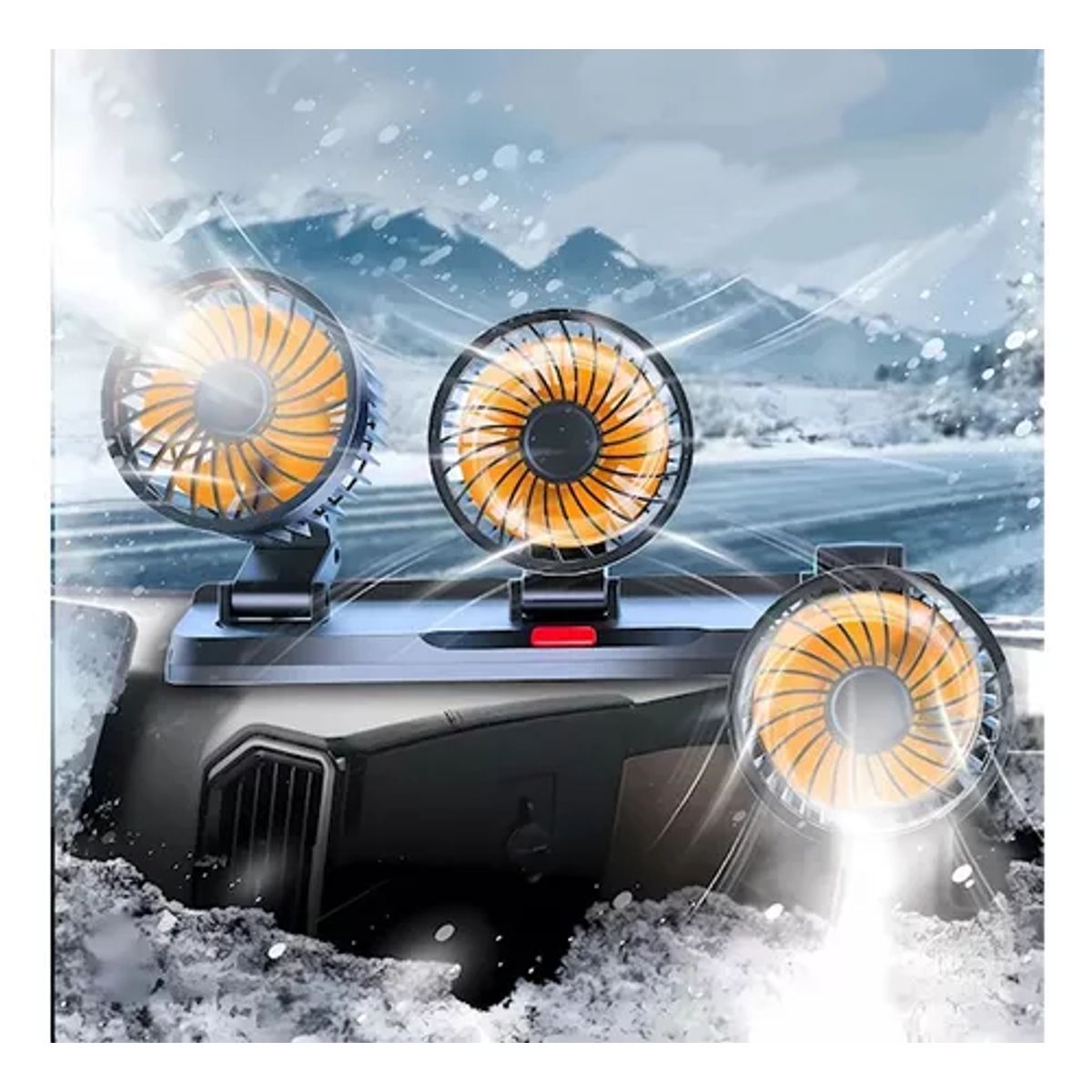 GENERICO - Ventilador para Vehículo de Triple cabezal Giratorio 360°