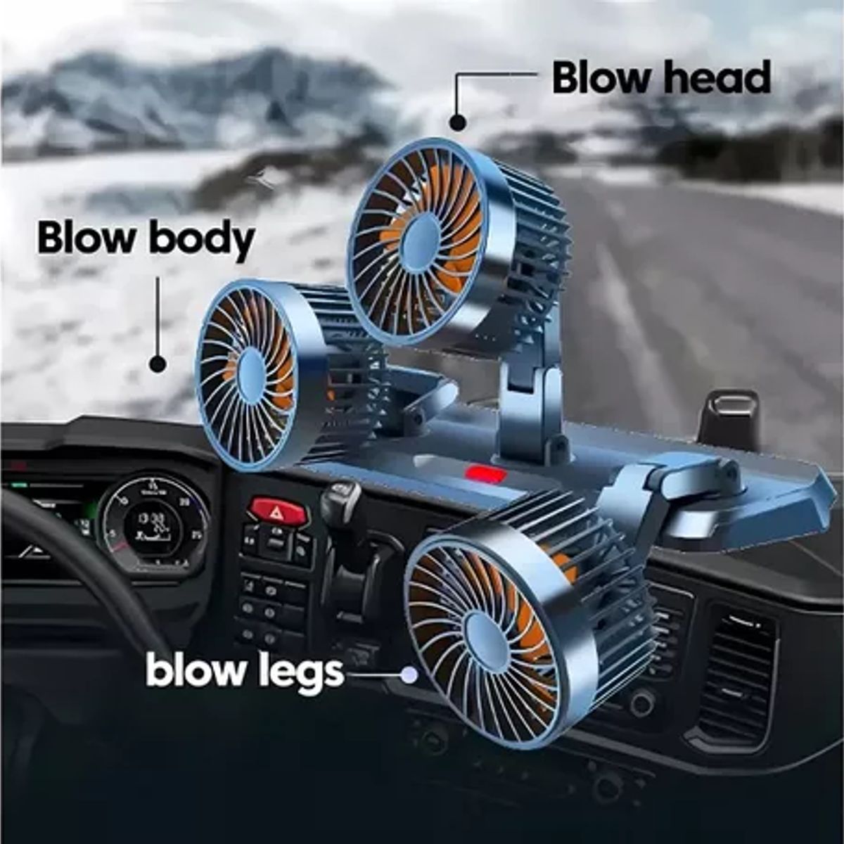 GENERICO - Ventilador para Vehículo de Triple cabezal Giratorio 360°