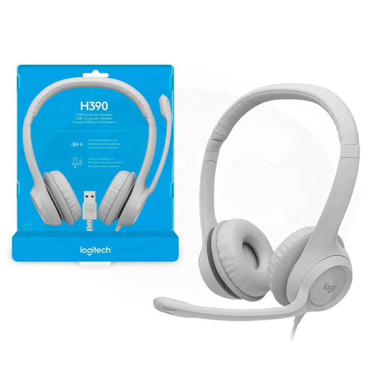 LOGITECH - AUDIFONO CMICROF LOGITECH H390 USB NOISE CANCELLING WHITE 981-001285
