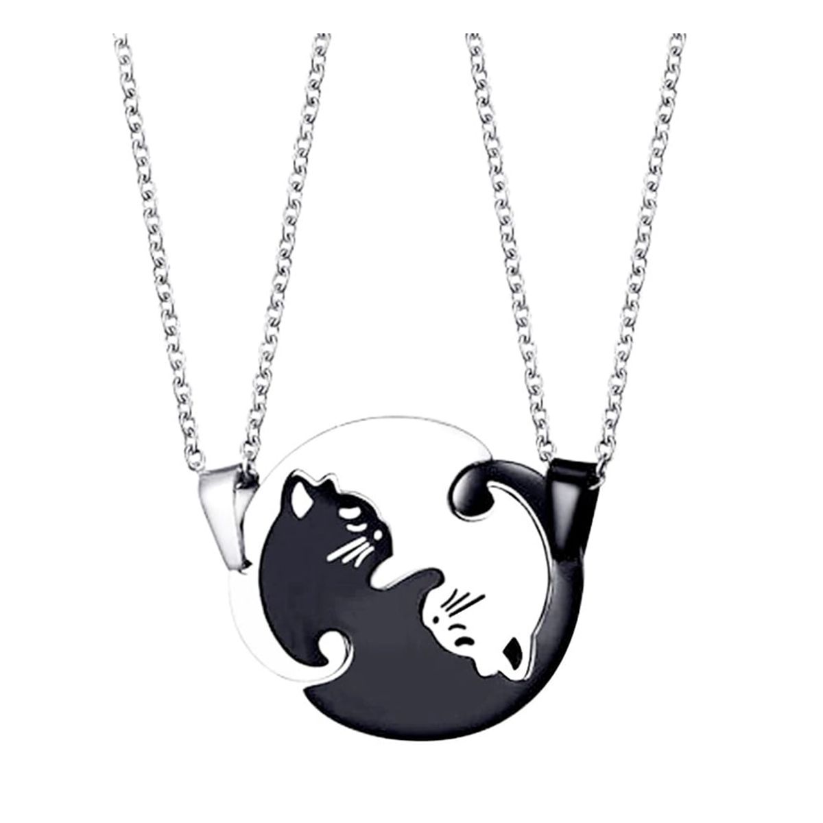 GENERICO - Collares Parejas De Acero Inoxidable Gatos Ying Yang