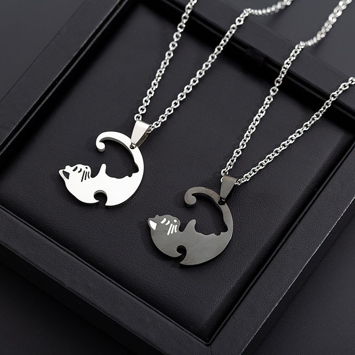 GENERICO - Collares Parejas De Acero Inoxidable Gatos Ying Yang