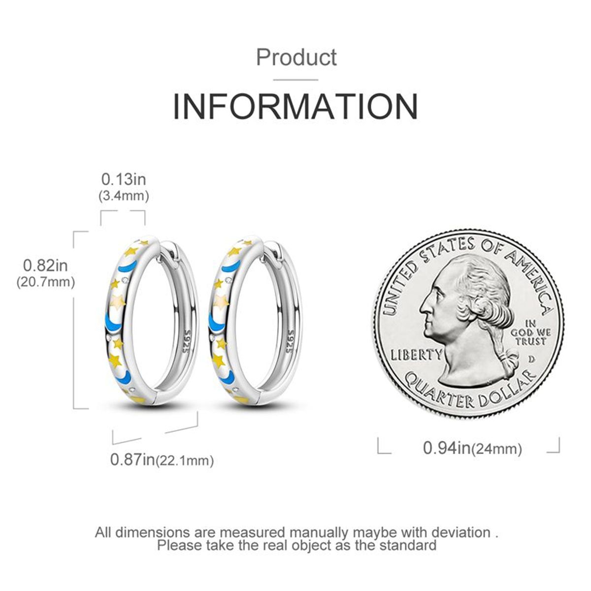 GENERICO - Arete de Mujer de Plata 925 Modelo Cielo de Noche