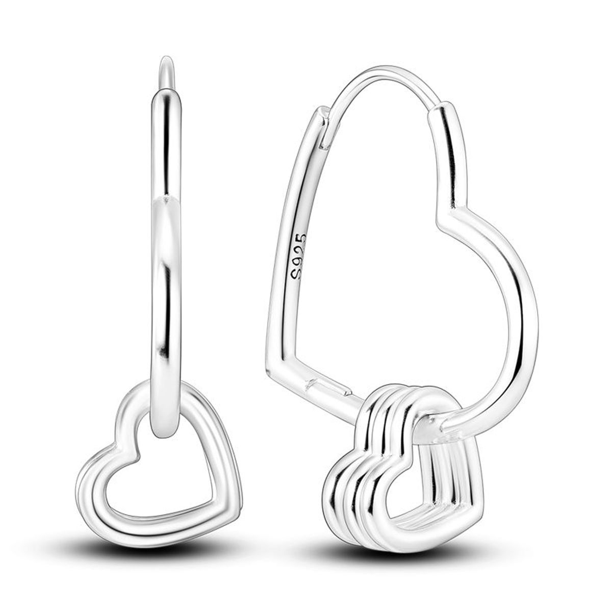 AFRODITA - Arete Pendiente de Plata 925 Modelo Hearts