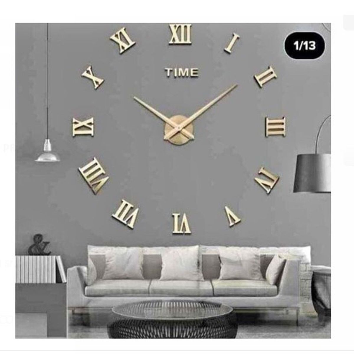 GENERICO - Reloj 3d decorativo GRANDE DORADO A1