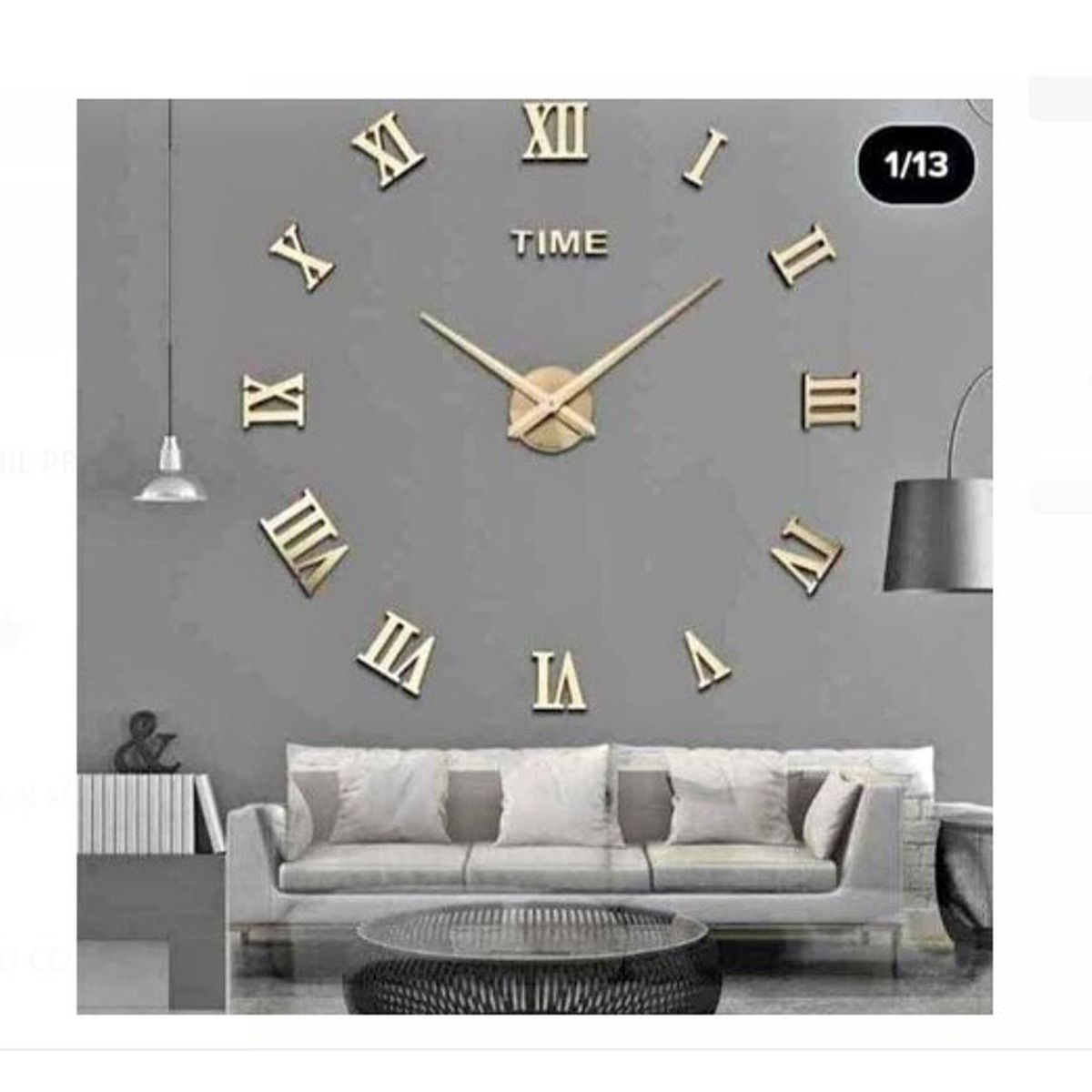 GENERICO - Reloj 3d decorativo GRANDE DORADO A1