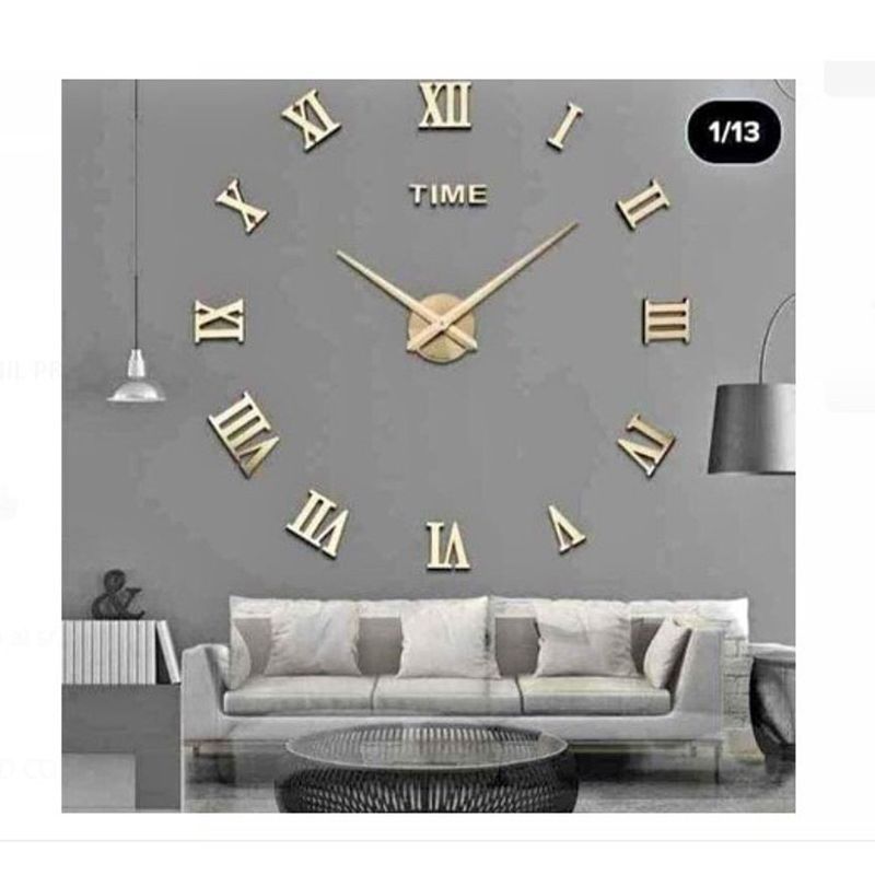 GENERICO - Reloj 3d decorativo GRANDE DORADO A1