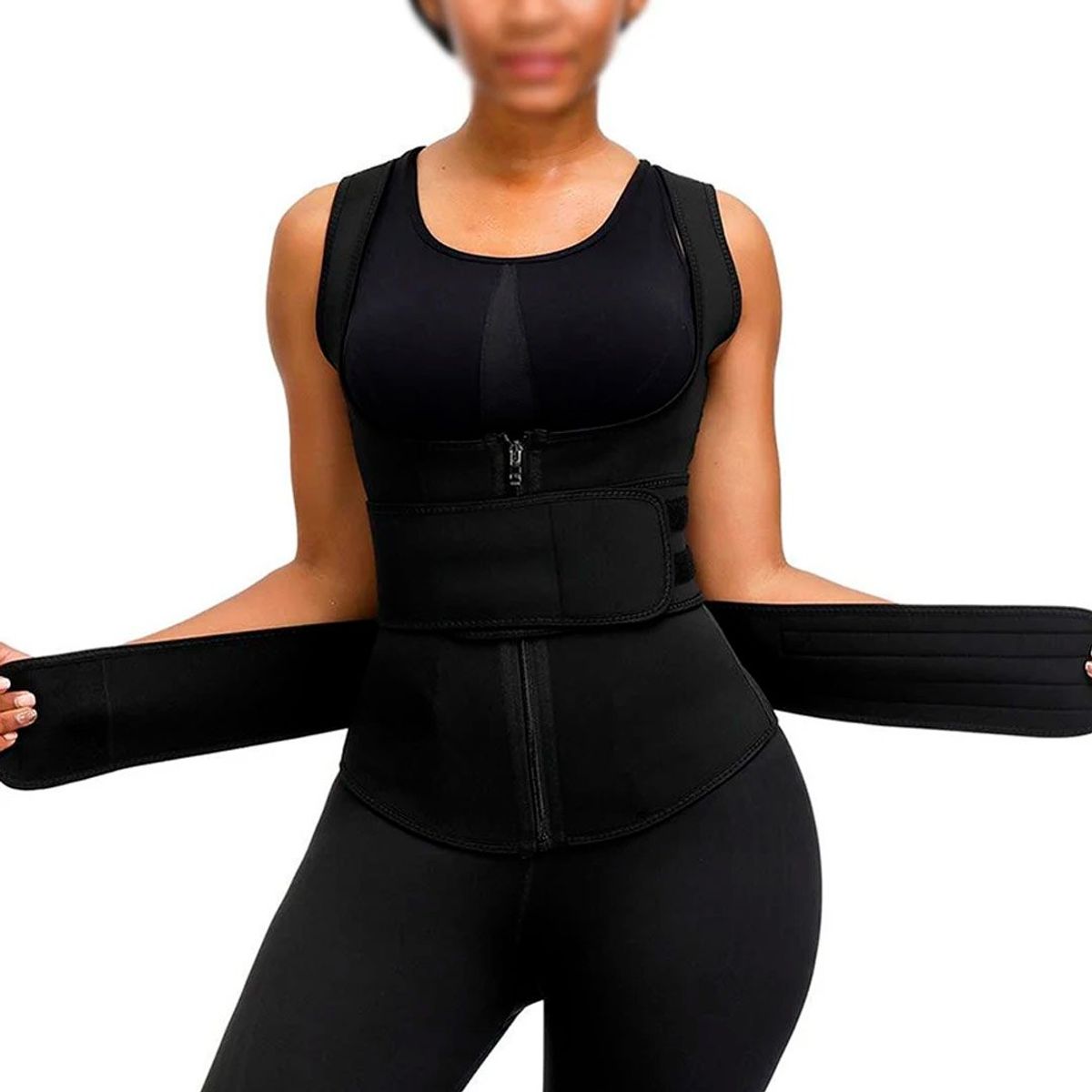 GENERICO - Chaleco Reductor Moldeador Con Doble Cinturón Neopreno Para Mujer