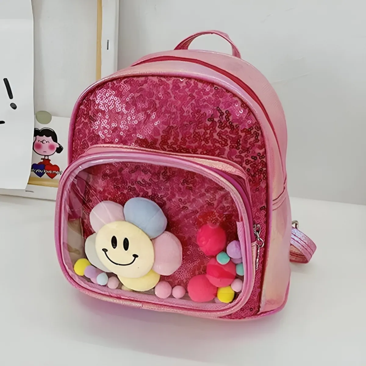 GENERICO - Mochila Kawaii Niñas Girasol Fucsia