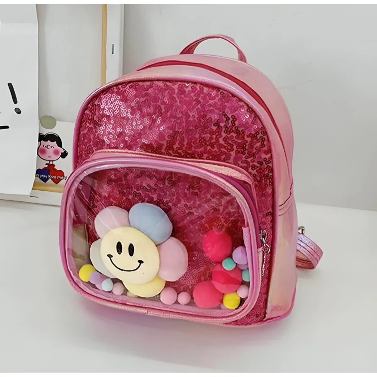 GENERICO - Mochila Kawaii Niñas Girasol Fucsia