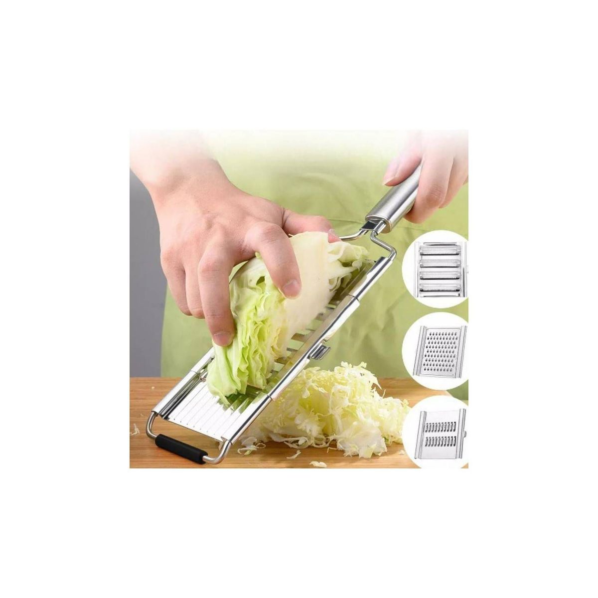 GENERICO - Rallador de acero inoxidable con 3 cuchillas para verduras