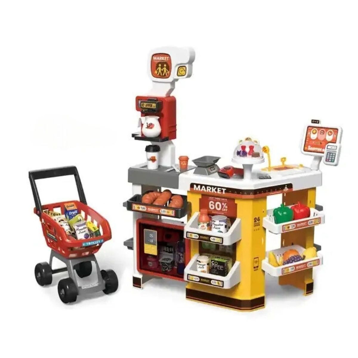 GENERICO - Supermercado y Coche de Compras con Accesorios