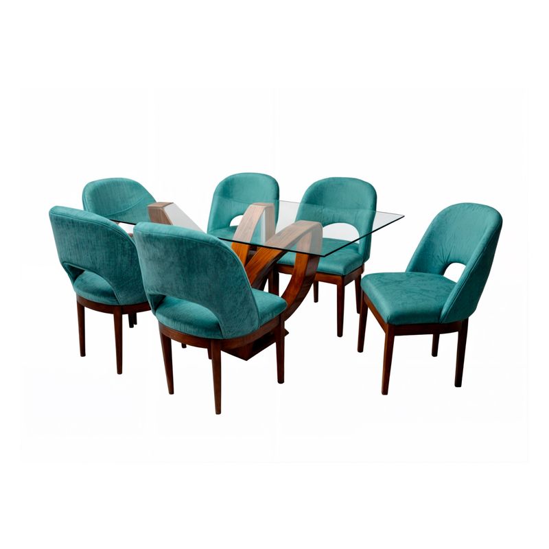 BARAKA HOME - Juego de Comedor Brasilia con 6 Sillas Mesa de Vidrio - Jade