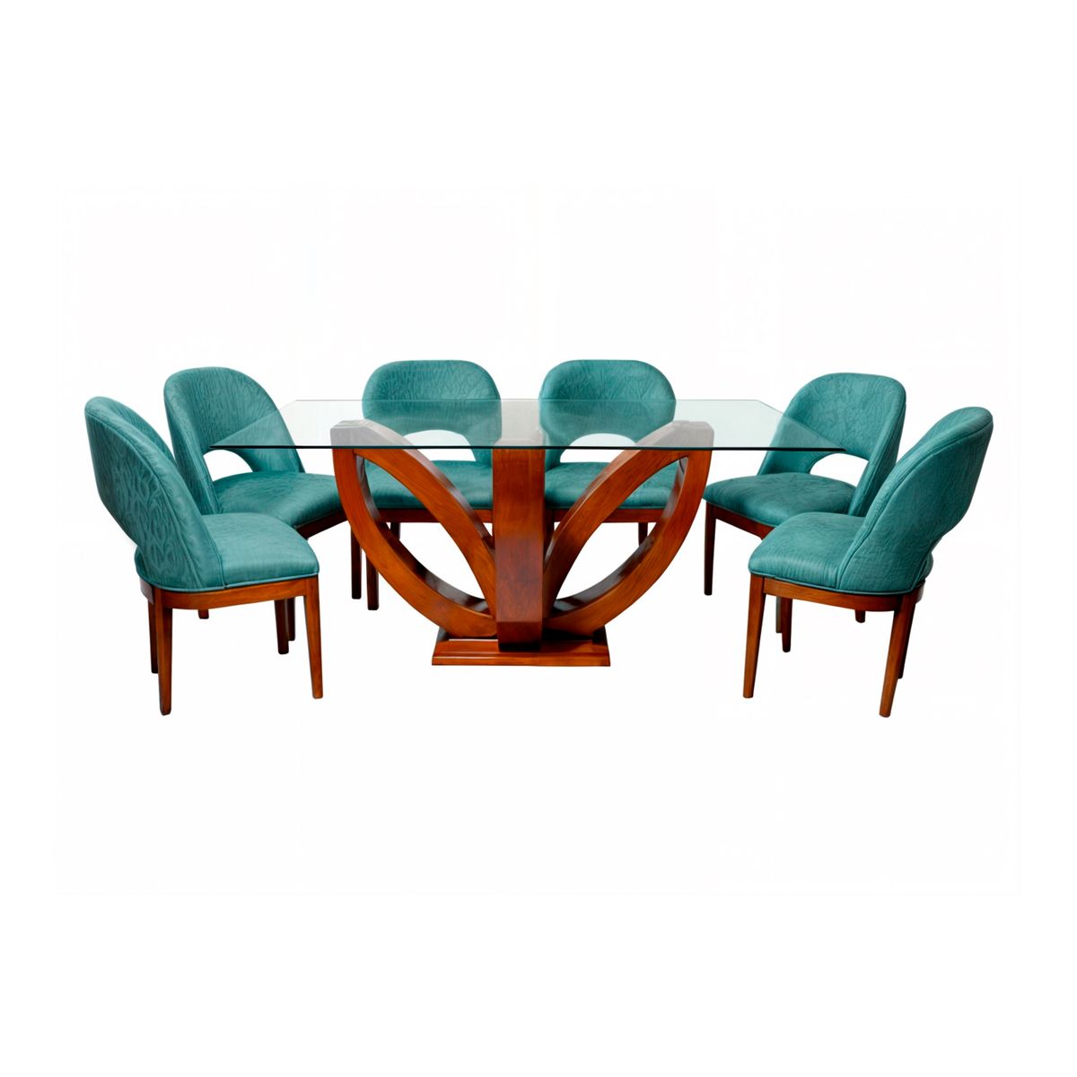 BARAKA HOME - Juego de Comedor Brasilia con 6 Sillas Mesa de Vidrio - Jade