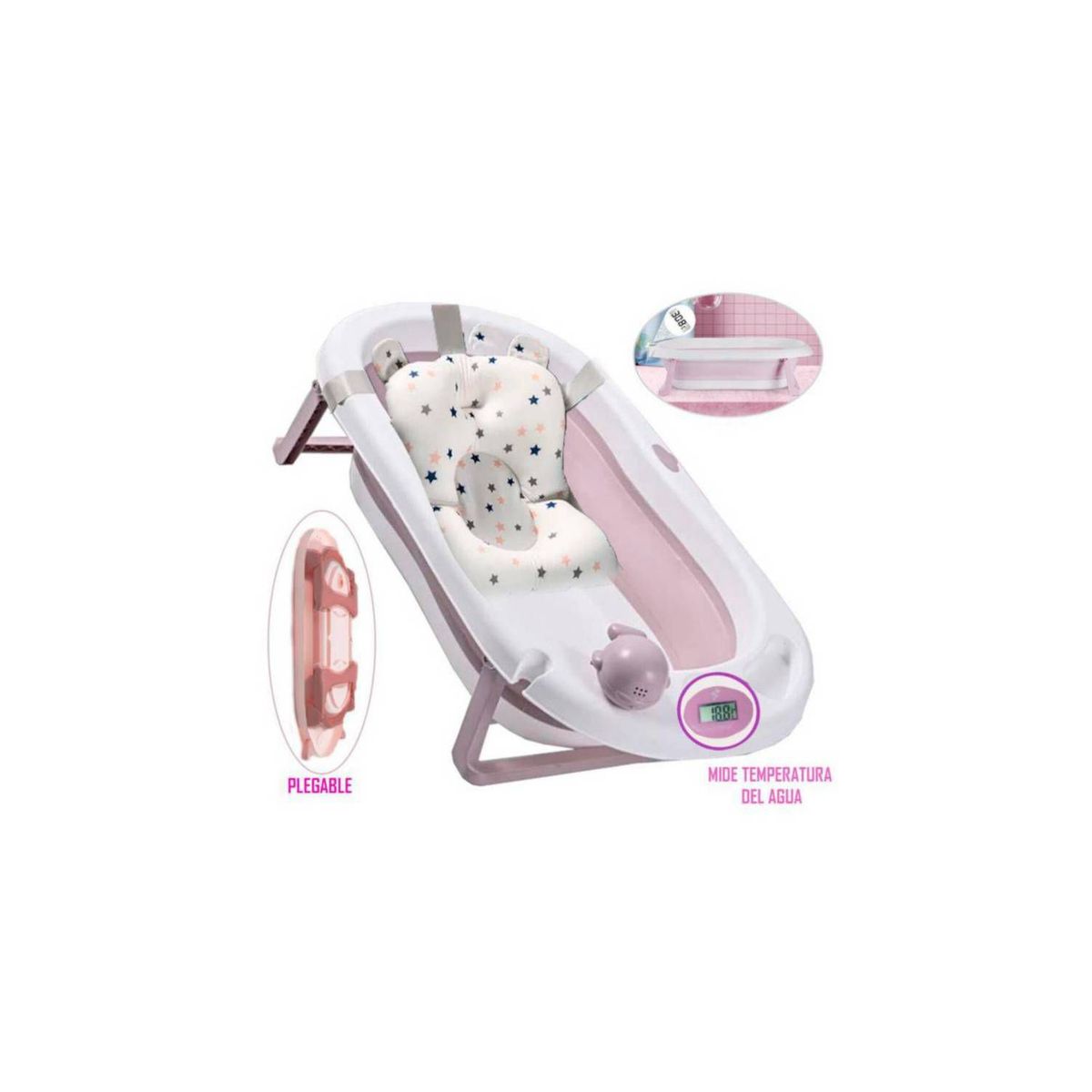 DOUX BEBE - Tina de baño para bebe plegable PINK