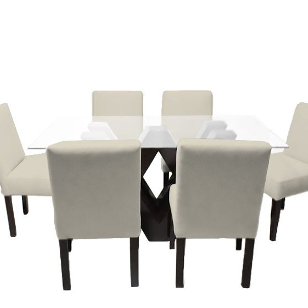 BARAKA HOME - Juego de Comedor Fortalieza con 6 Sillas Mesa de Vidrio - Beige Claro