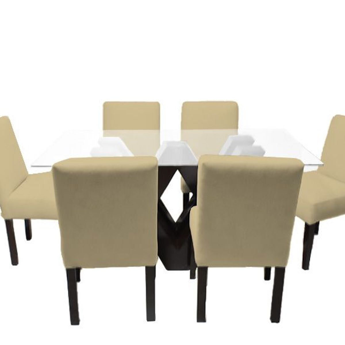 BARAKA HOME - Juego de Comedor Fortalieza con 6 Sillas Mesa de Vidrio - Beige Oscuro