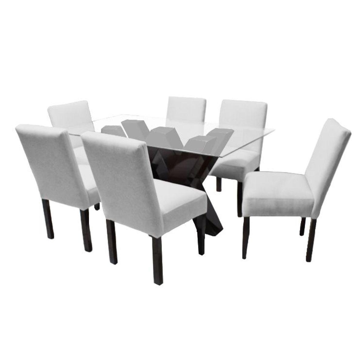 BARAKA HOME - Juego de Comedor Fortalieza con 6 Sillas Mesa de Vidrio - Gris Claro