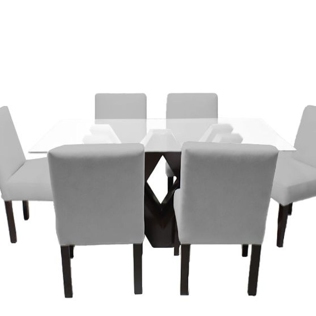 BARAKA HOME - Juego de Comedor Fortalieza con 6 Sillas Mesa de Vidrio - Gris Claro